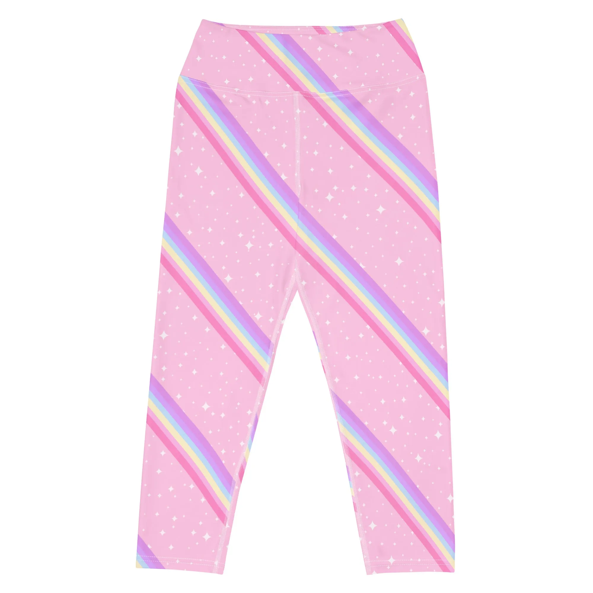 Kawaii Sparkle Cake Rainbow Beam Yoga Capri Leggings