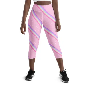 Kawaii Sparkle Cake Rainbow Beam Yoga Capri Leggings