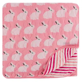 KicKee Pants Strawberry Forest Rabbit / Forest Fruit Stripe Quilted Throw Blanket