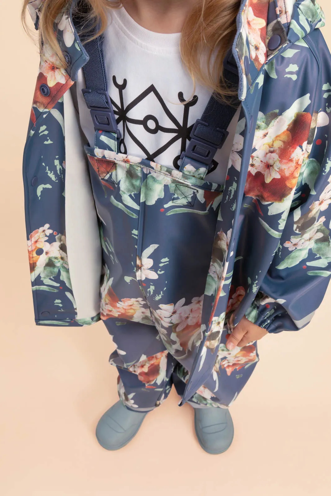 Kids' Rain Overalls Blue Blossom