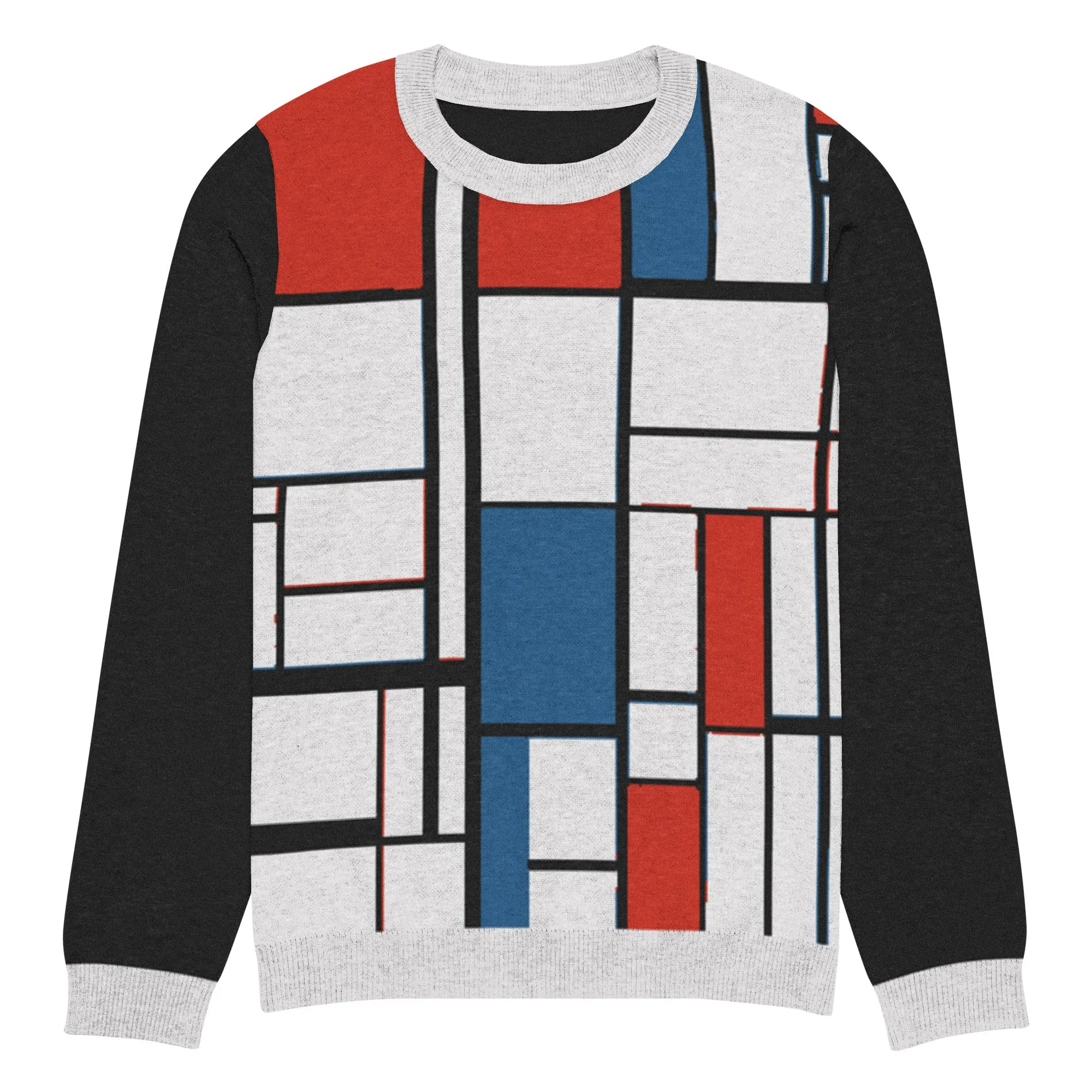 Knitted crew neck sweater / Piet Mondrian / fashion art