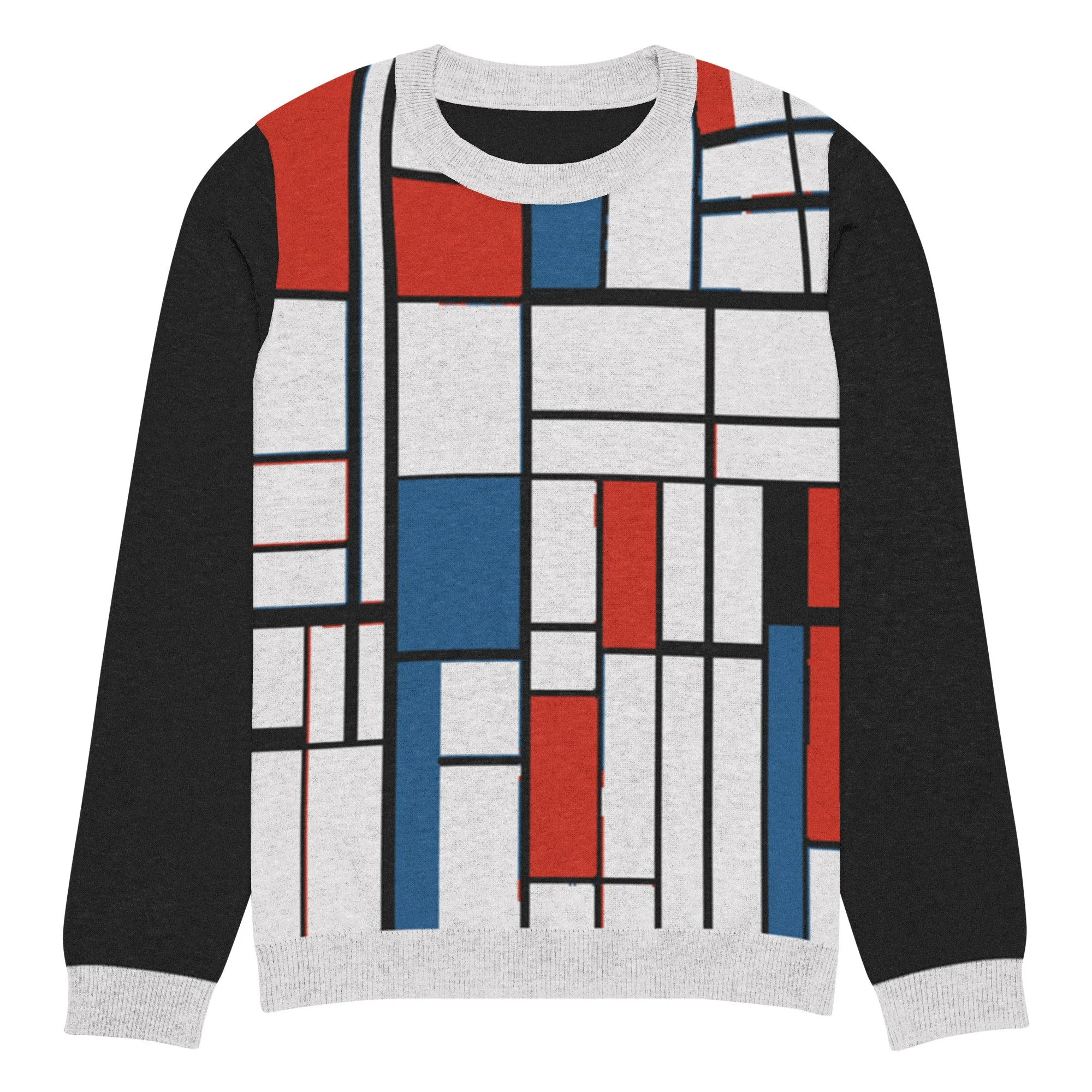 Knitted crew neck sweater / Piet Mondrian / fashion art