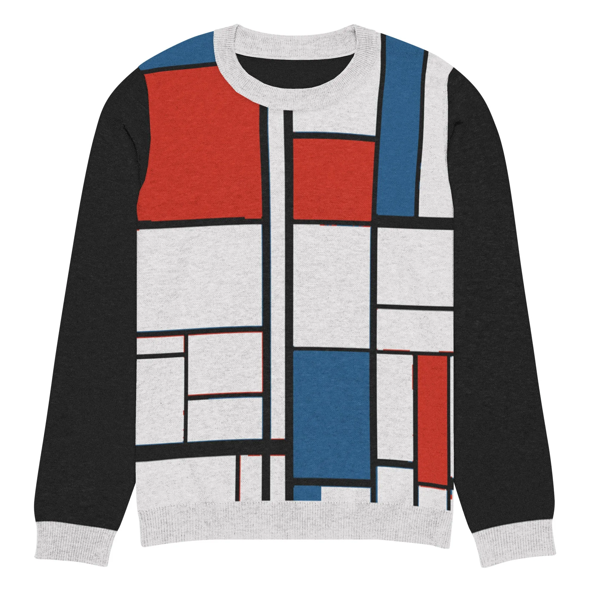 Knitted crew neck sweater / Piet Mondrian / fashion art