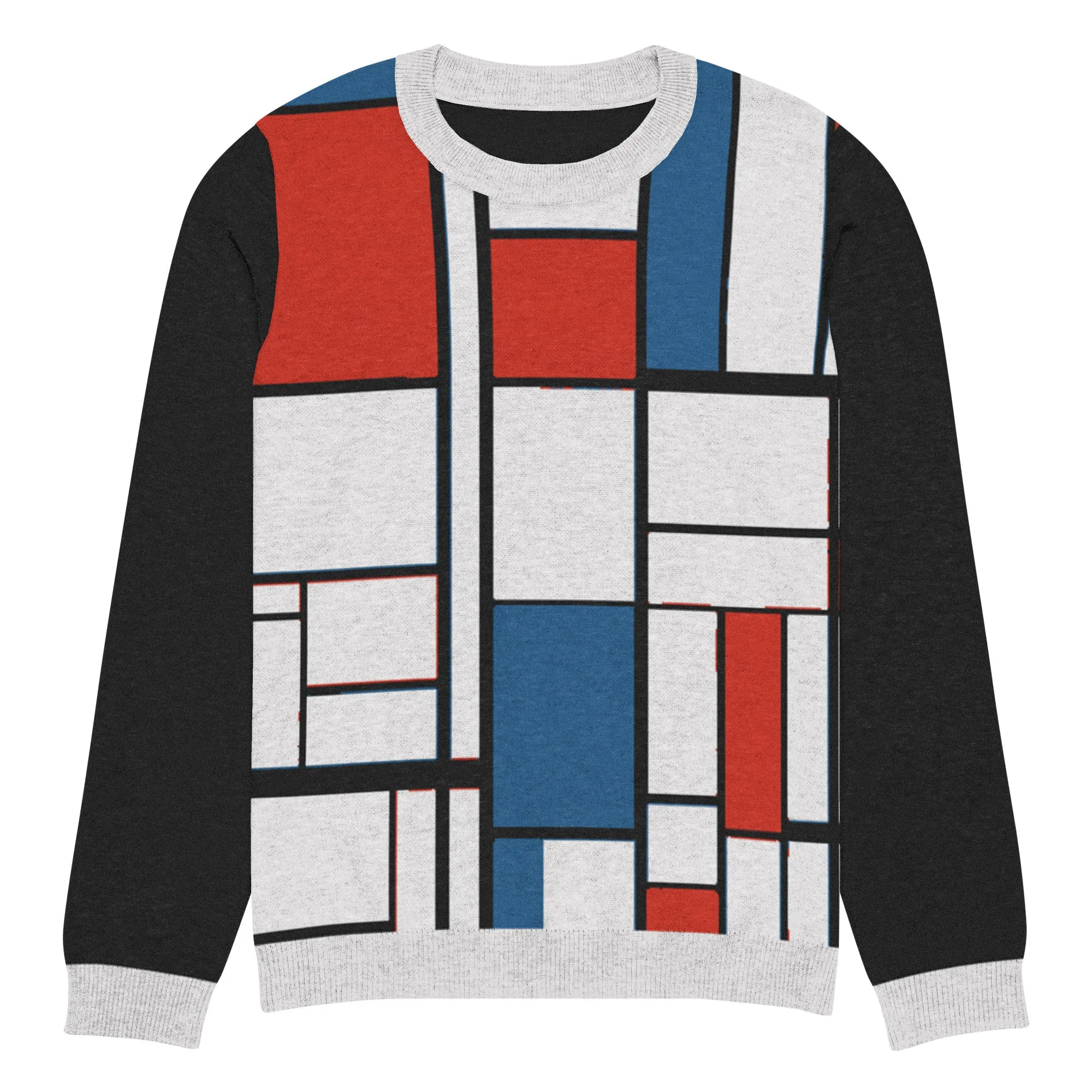 Knitted crew neck sweater / Piet Mondrian / fashion art