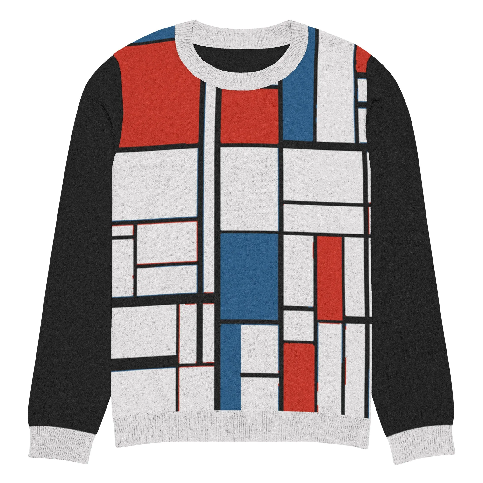 Knitted crew neck sweater / Piet Mondrian / fashion art