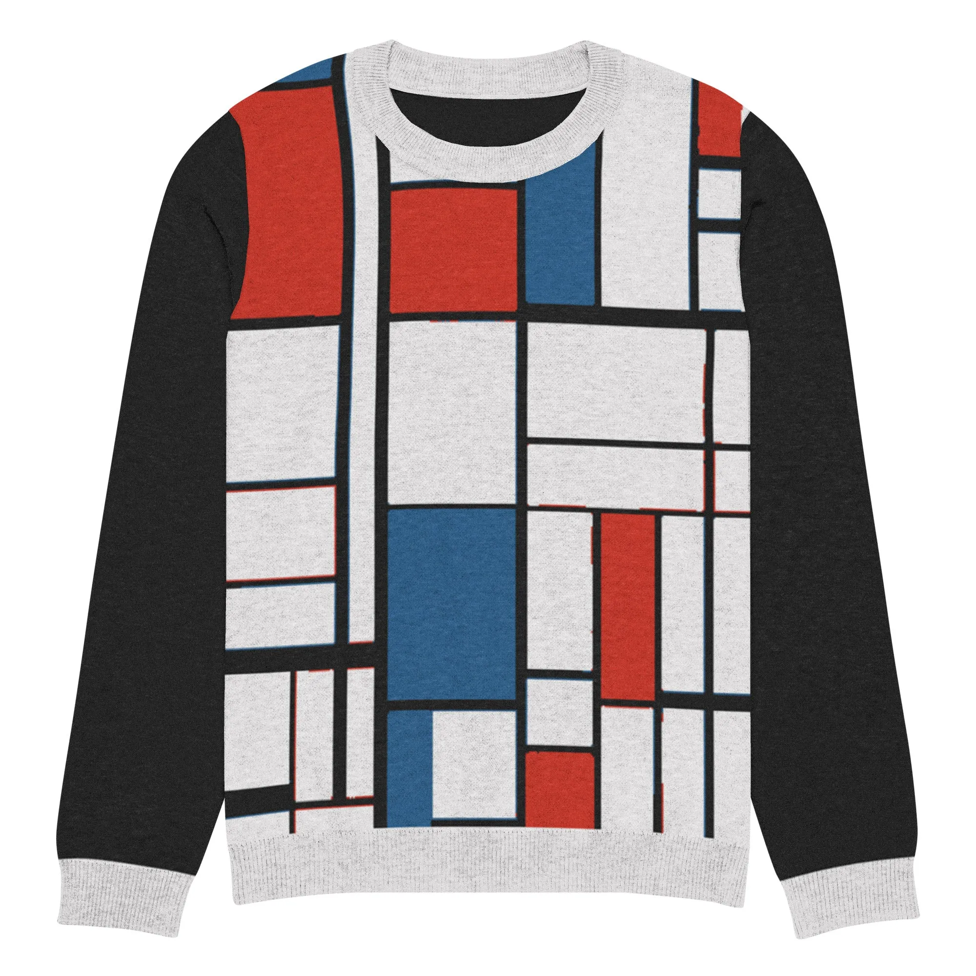 Knitted crew neck sweater / Piet Mondrian / fashion art