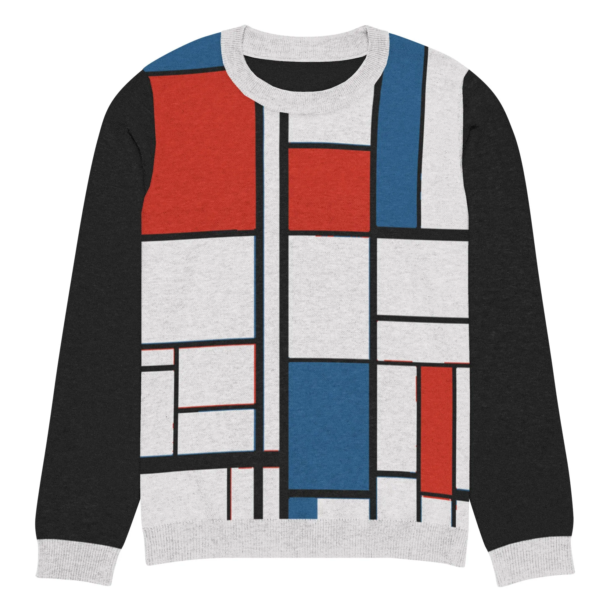 Knitted crew neck sweater / Piet Mondrian / fashion art