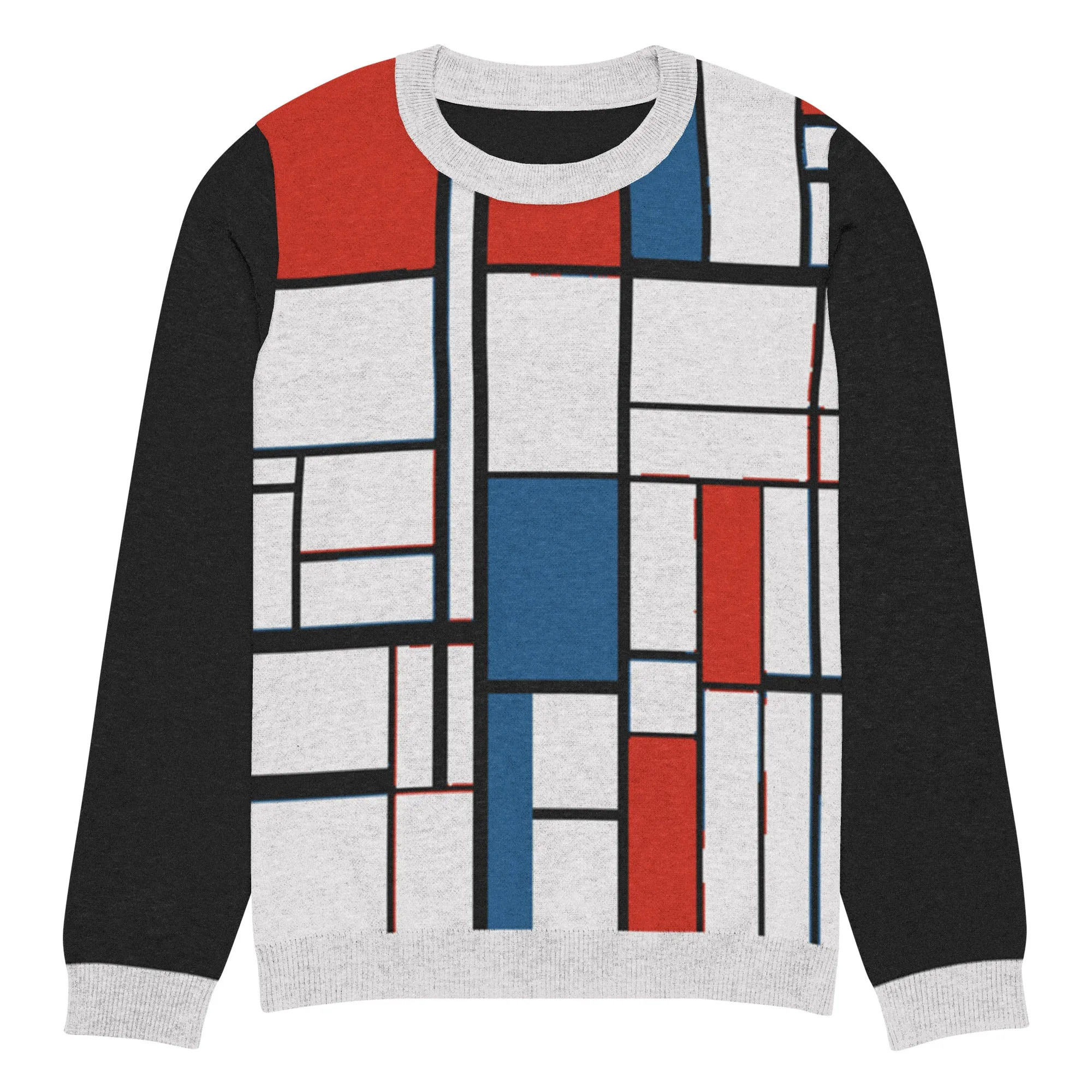 Knitted crew neck sweater / Piet Mondrian / fashion art