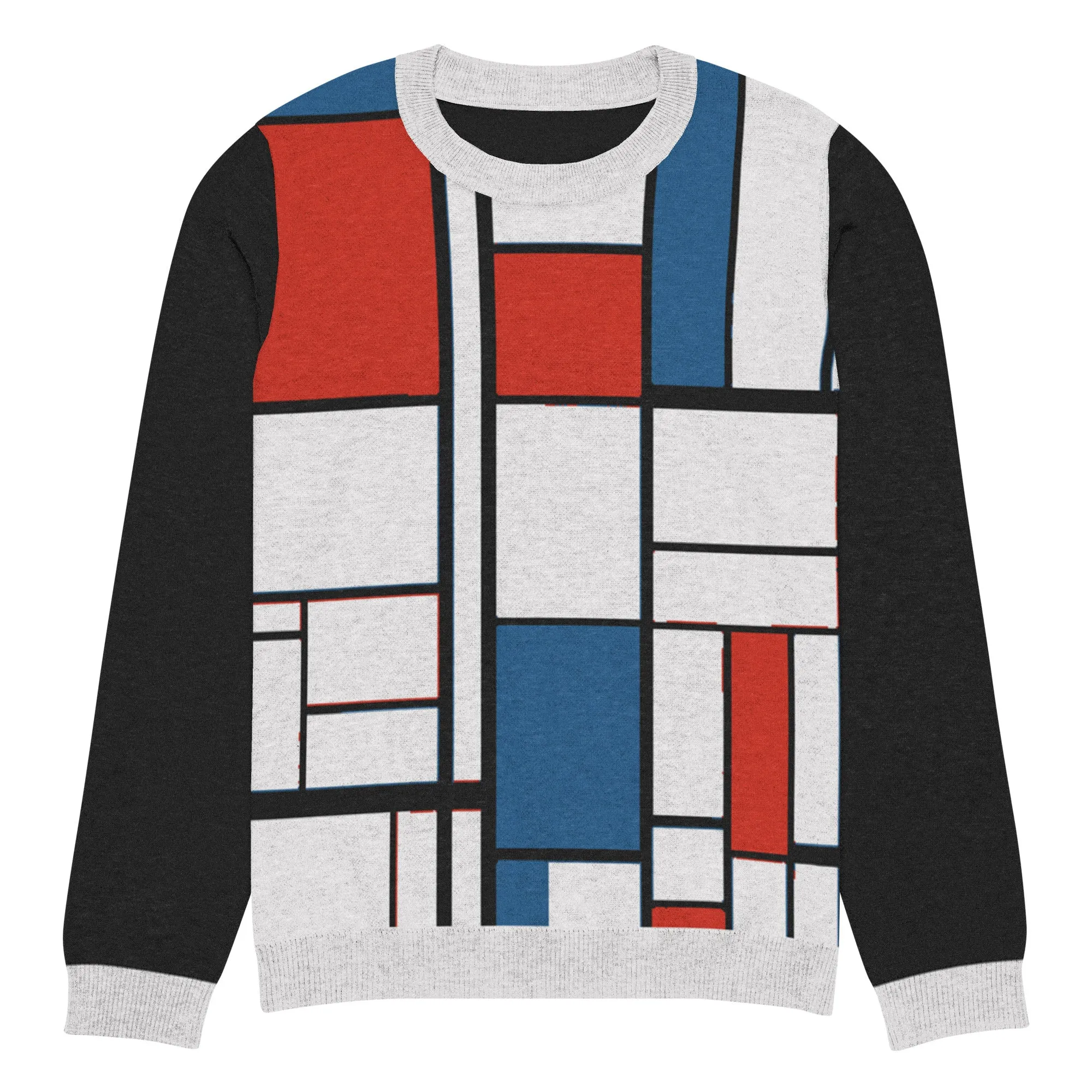 Knitted crew neck sweater / Piet Mondrian / fashion art