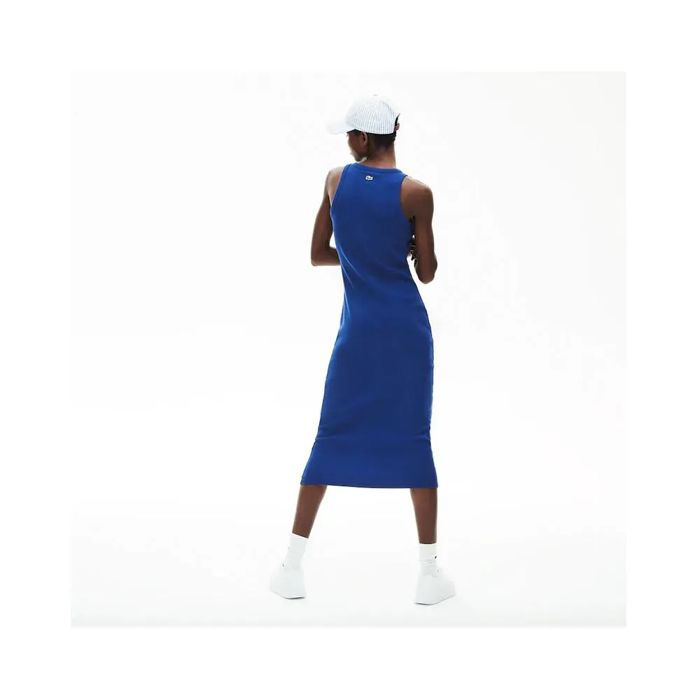 Lacoste Women's Long Ribbed Cotton Dress Methylene EF5480 F9F