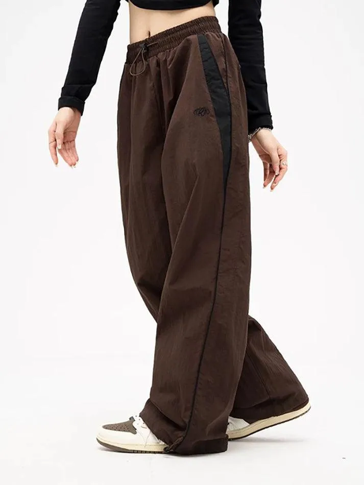 LANFUBEISI - Contrast Piping Black Baggy Sweatpants