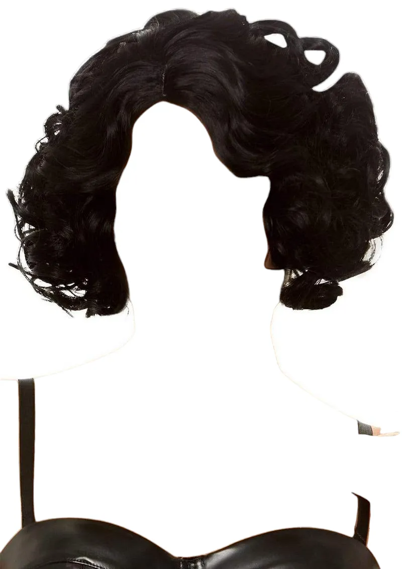 Leg Avenue 12" Short Natural Curly Bob Wig Black One Size