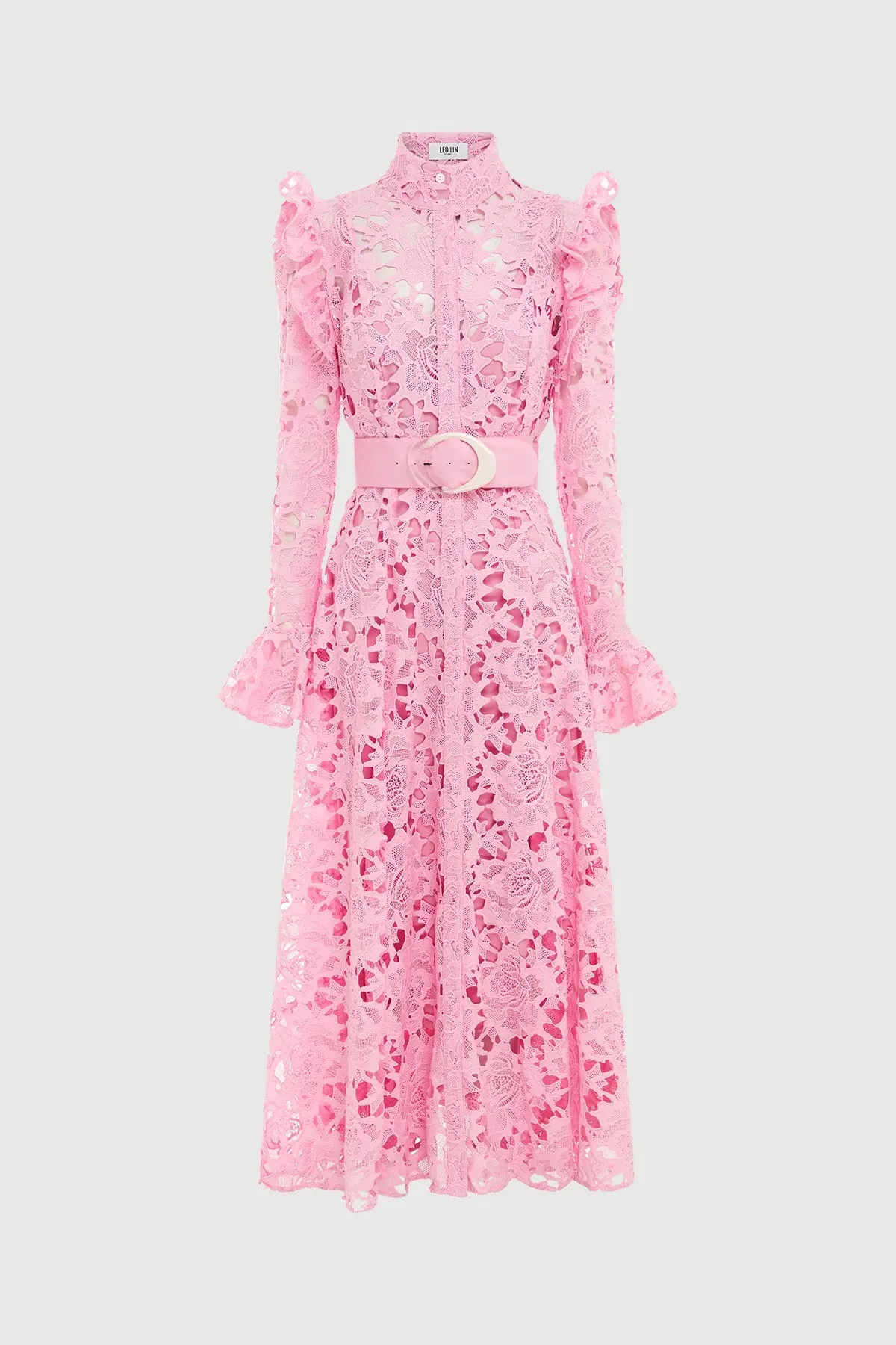 Leo Lin Aliyah Lace Butterfly Sleeve Midi Dress - Candy Pink