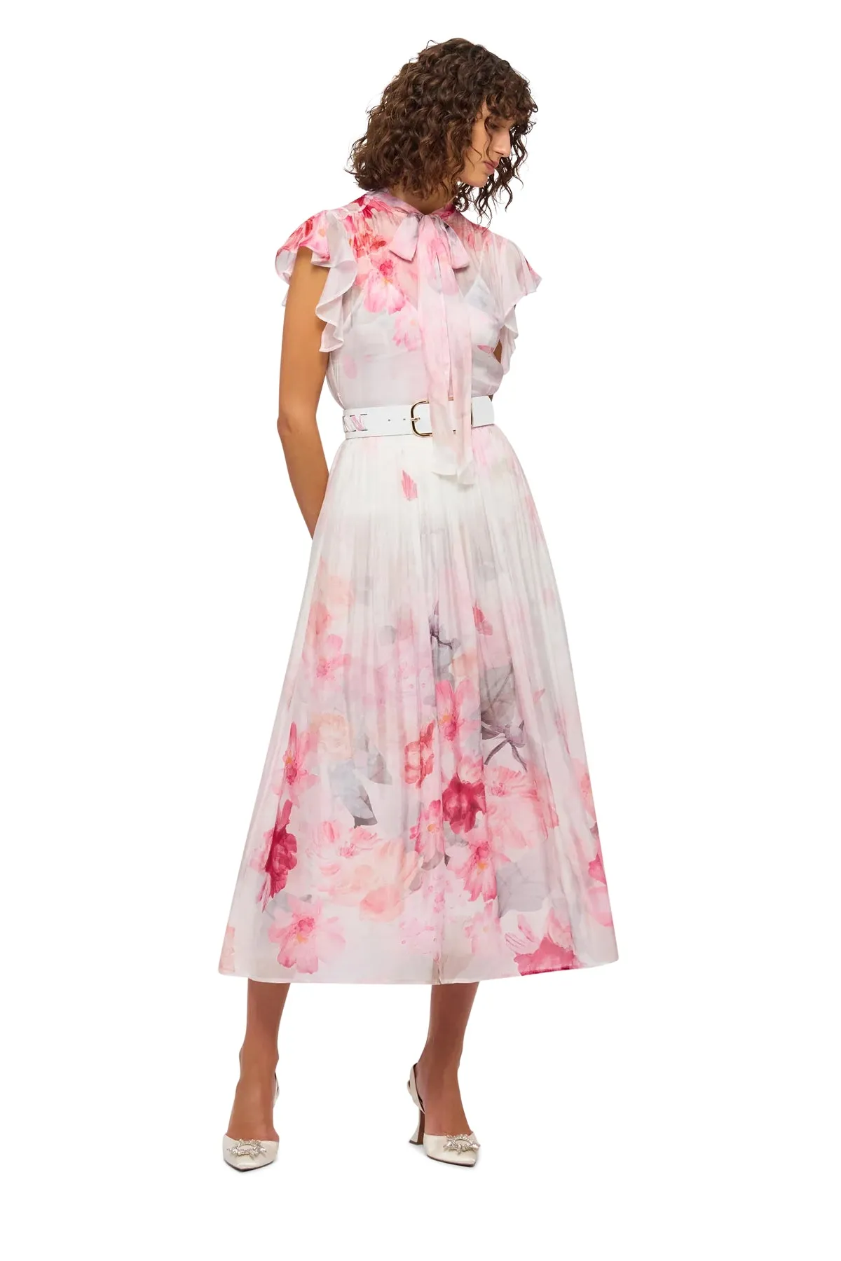 Leo Lin Grace Flutter Sleeve Midi Dress - Bouquet Print