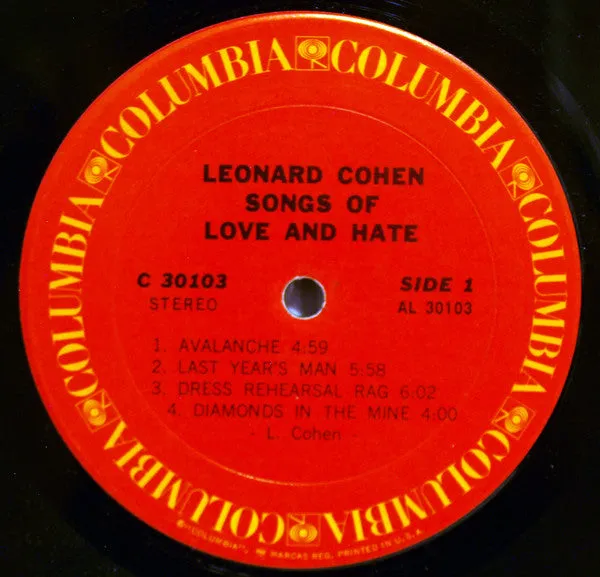 Leonard Cohen - Songs Of Love And Hate (LP, Album, Pit) (VG)