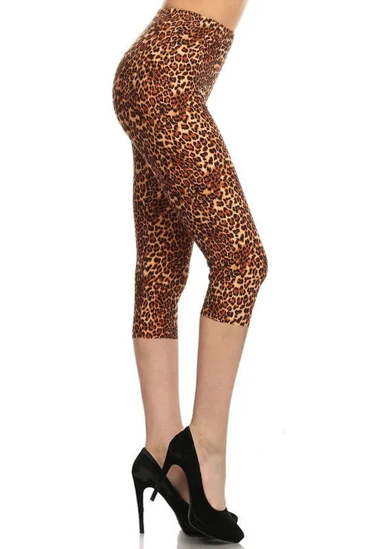 Leopard Print Capri Leggings - Plus