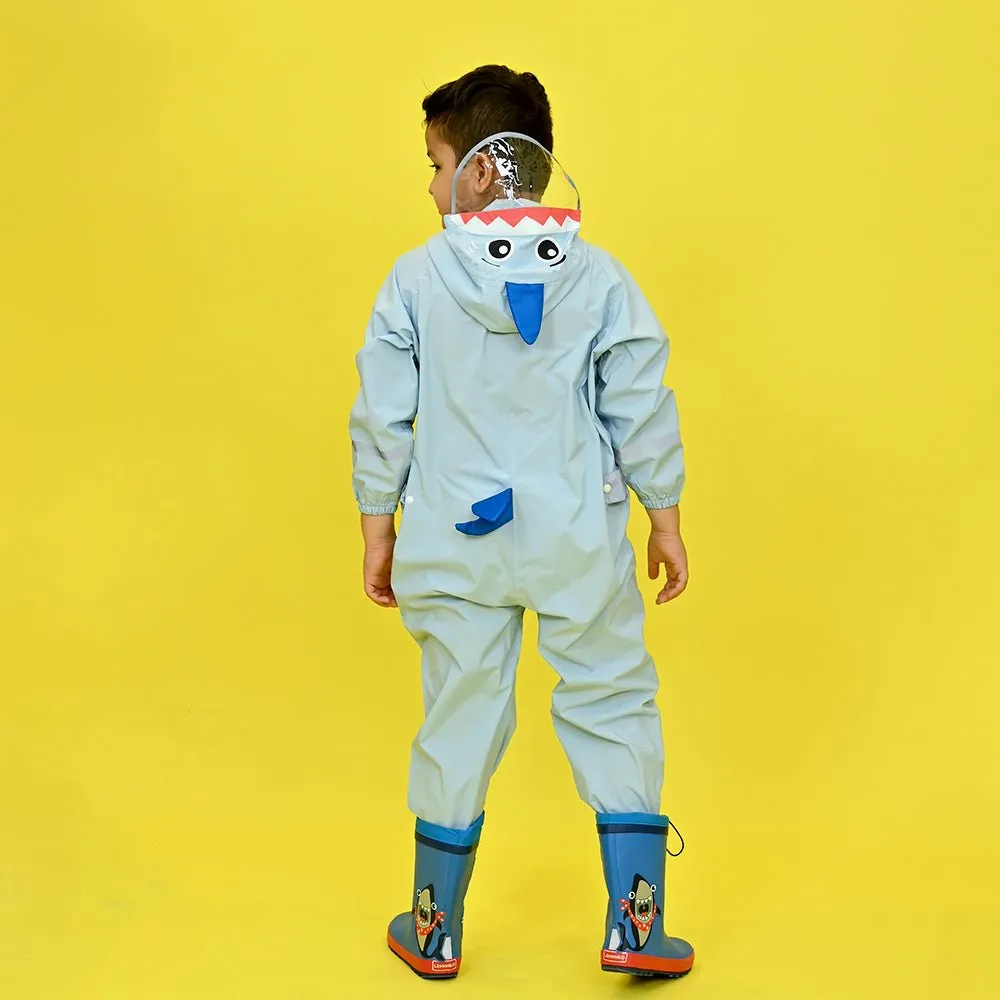 Light Blue Submarine theme full Jumpsuit Style Raincoat for Toddlers and Kids