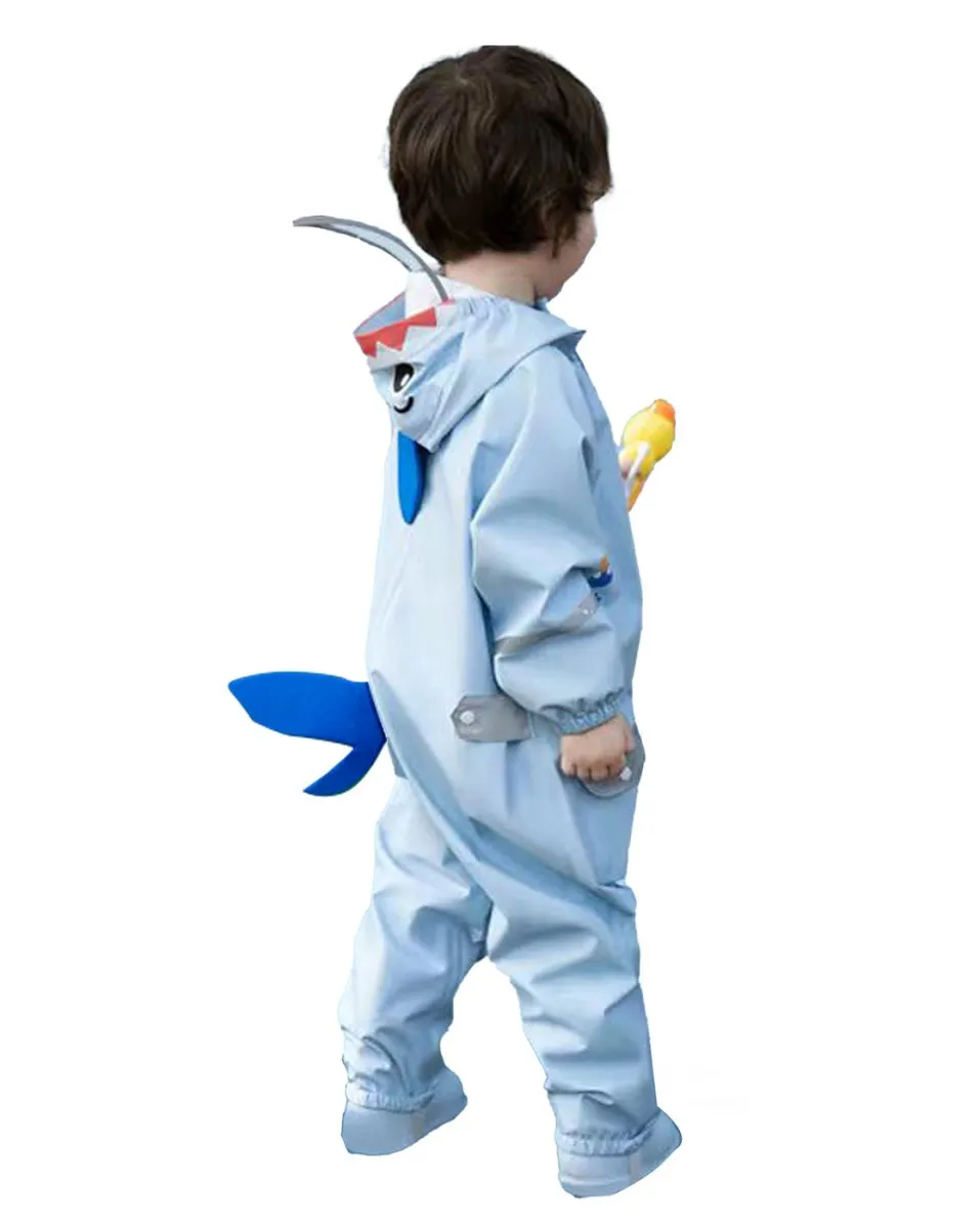 Light Blue Submarine theme full Jumpsuit Style Raincoat for Toddlers and Kids