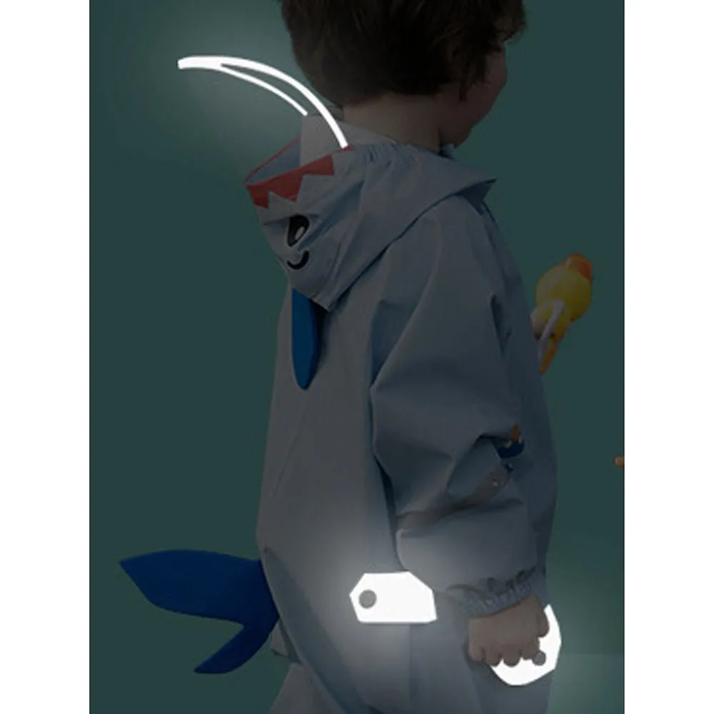 Light Blue Submarine theme full Jumpsuit Style Raincoat for Toddlers and Kids