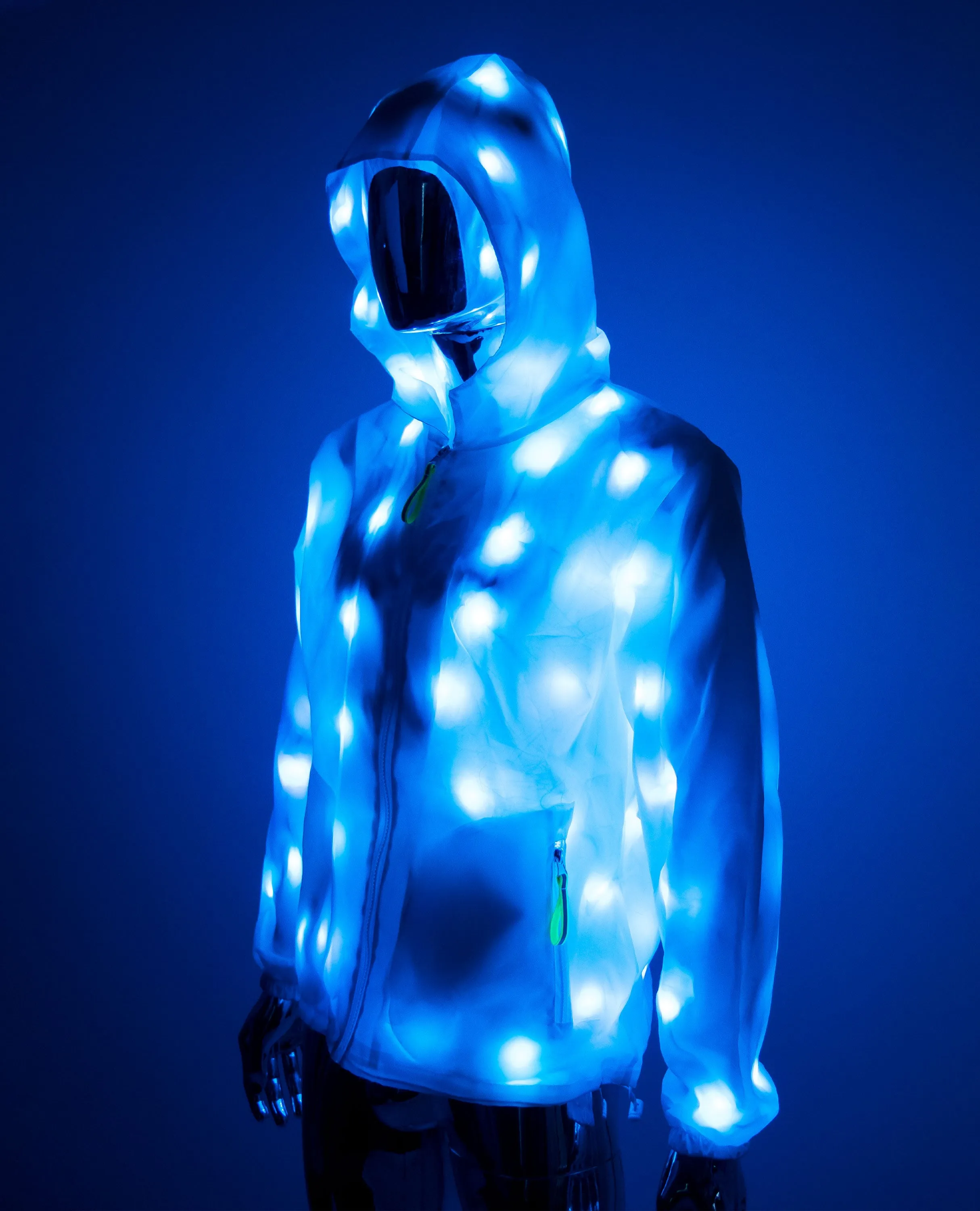 LIGHT UP RAINCOAT - UV REATIVE - MULTI COLOUR LIGHTS