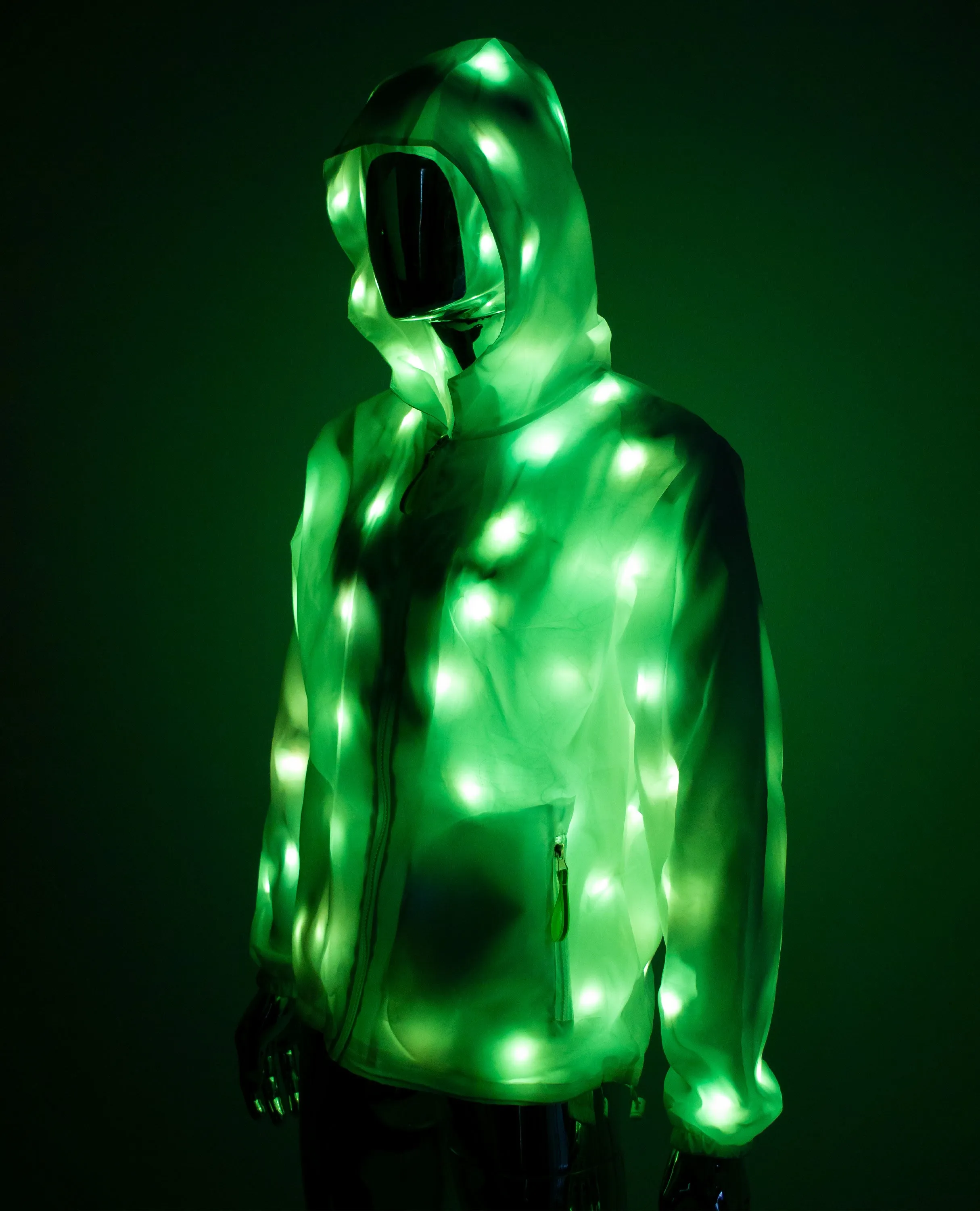 LIGHT UP RAINCOAT - UV REATIVE - MULTI COLOUR LIGHTS