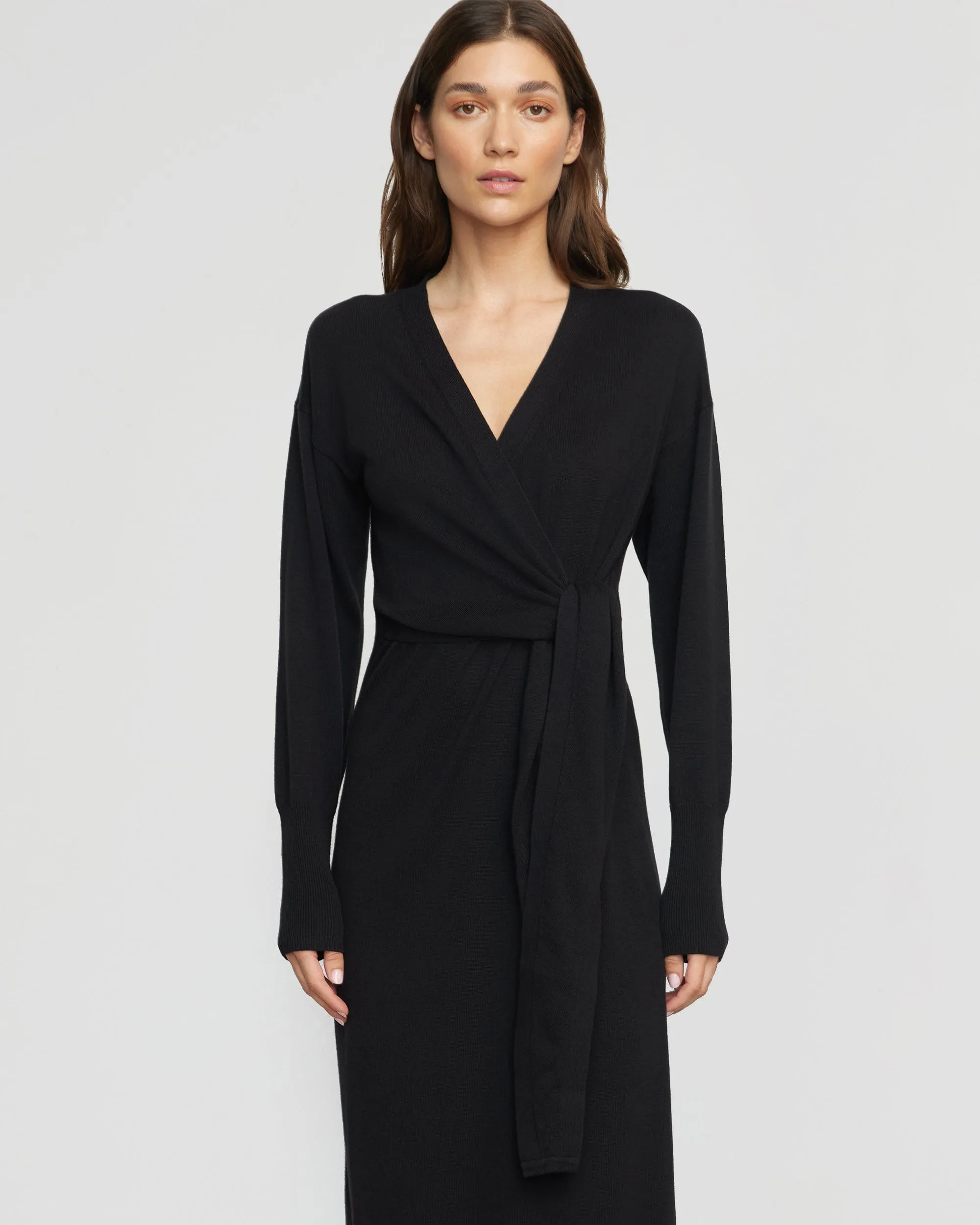 Linden Front-Wrap Sweater Dress