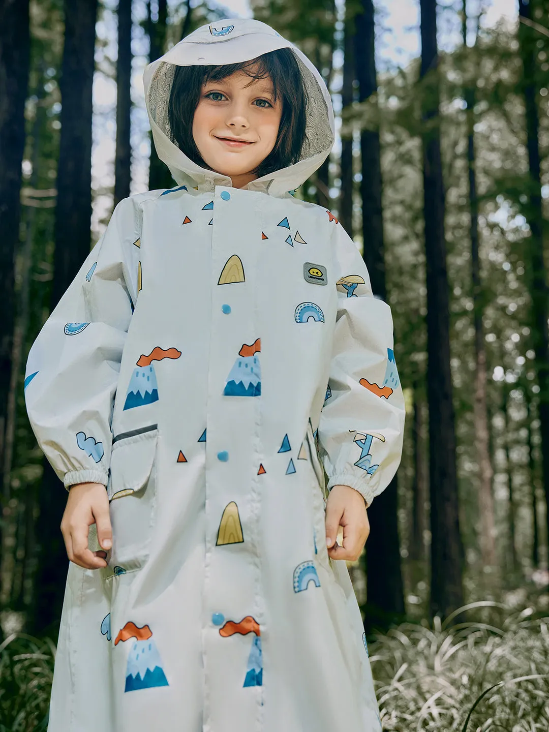 Little Surprise Box Cream Woodland Volcano Raincoat for Kids