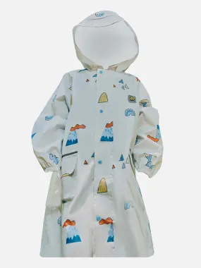 Little Surprise Box Cream Woodland Volcano Raincoat for Kids