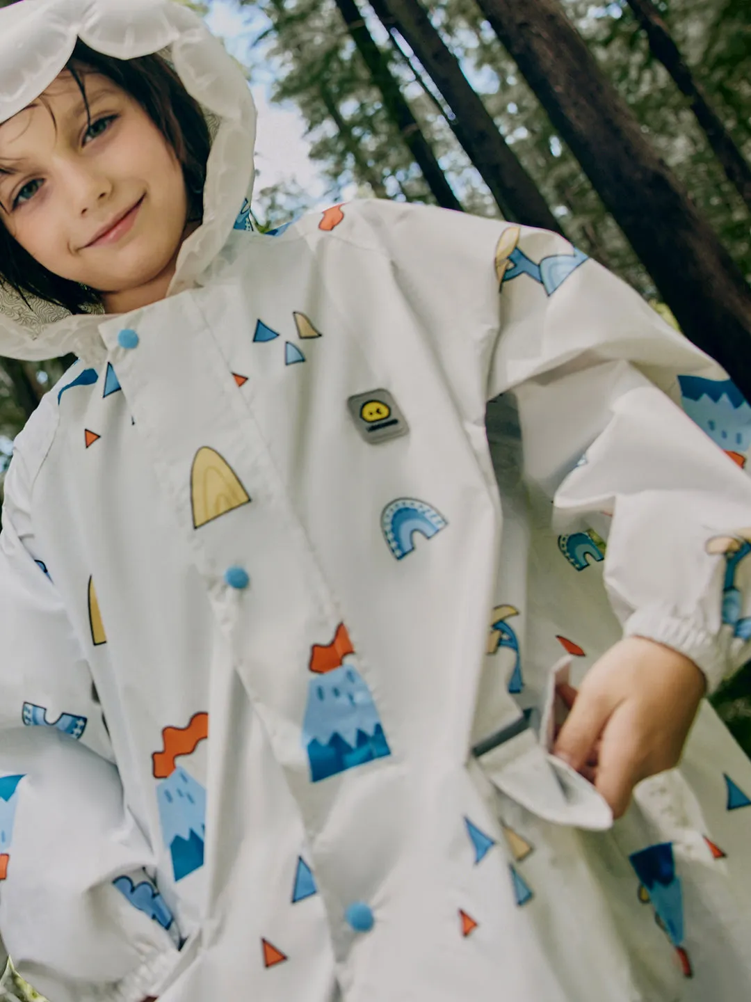 Little Surprise Box Cream Woodland Volcano Raincoat for Kids