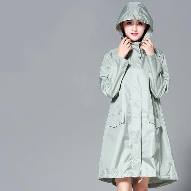 Long Raincoat Women Waterproof Windproof Hooded Light Hiking Men Rain Coat Ponchos Raincoat