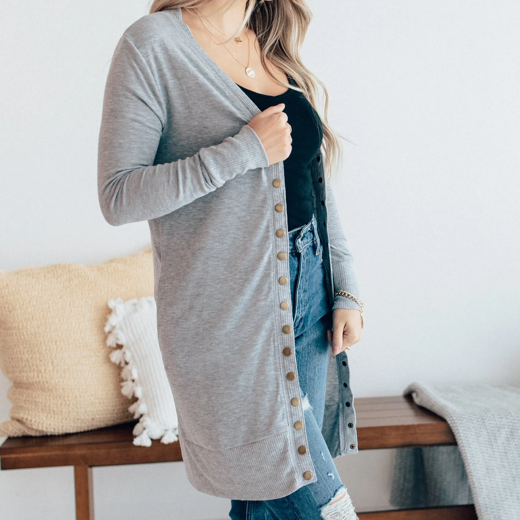 Long Snap Cardigan