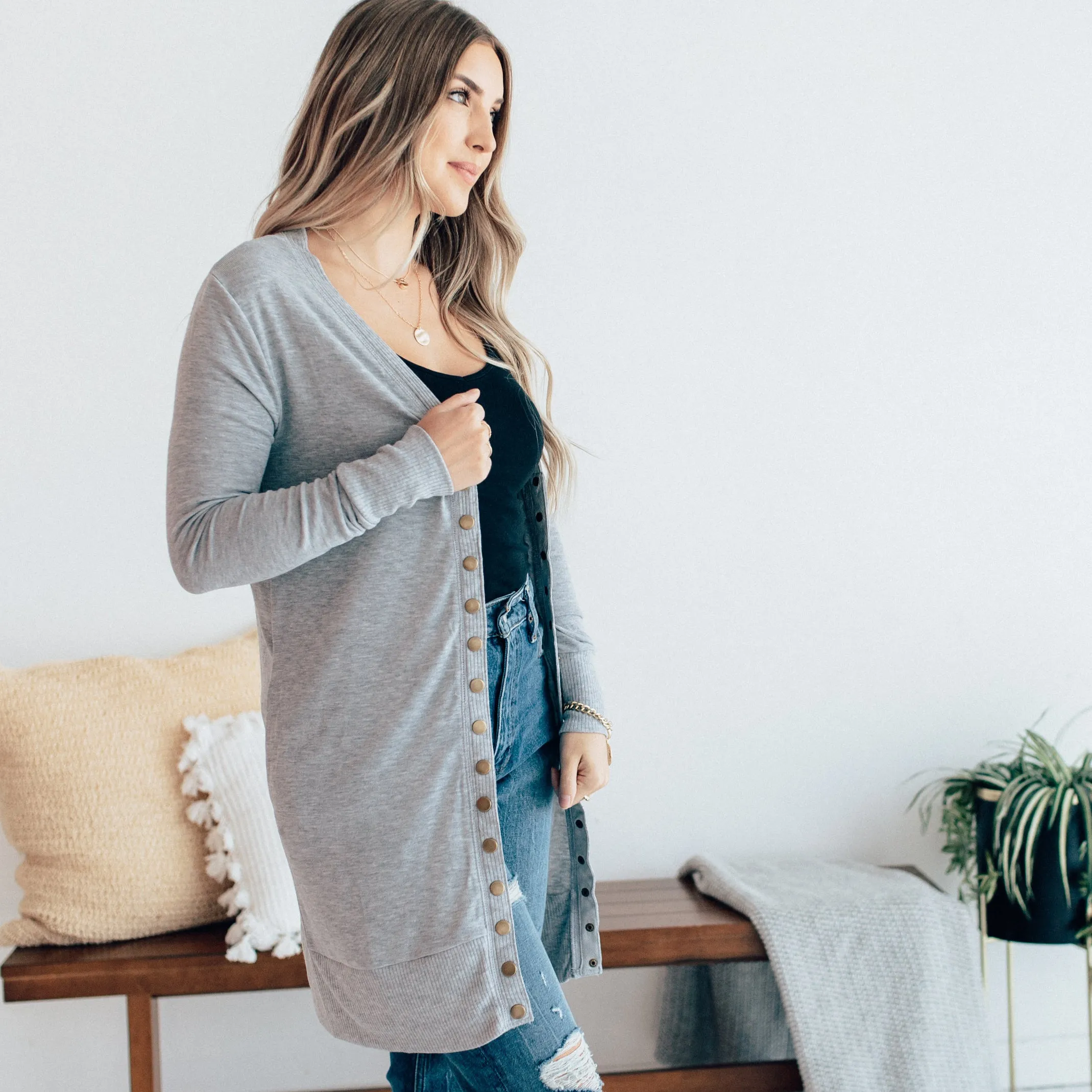 Long Snap Cardigan