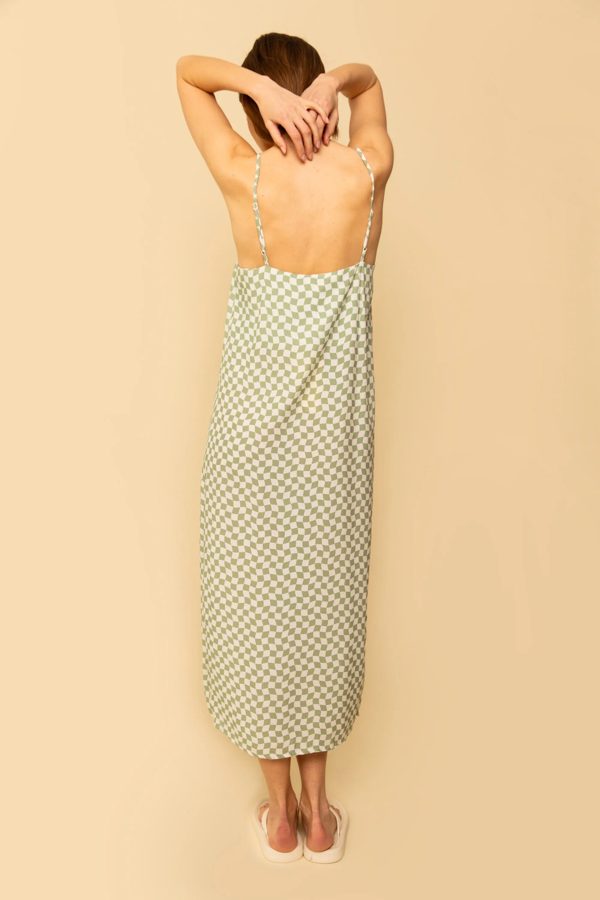 Loni Dress in Sage Check