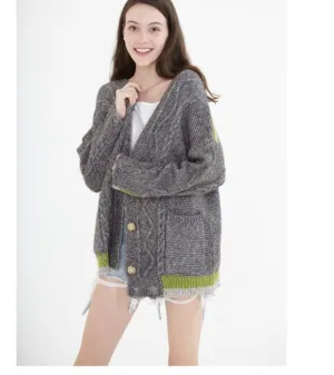 loose cardigan Short Style Women Tops Woolen Knit Sweater