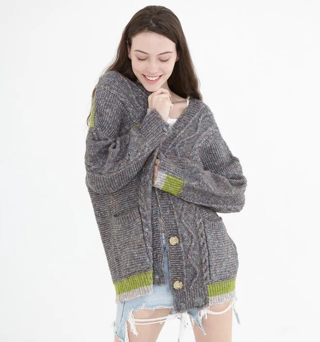 loose cardigan Short Style Women Tops Woolen Knit Sweater