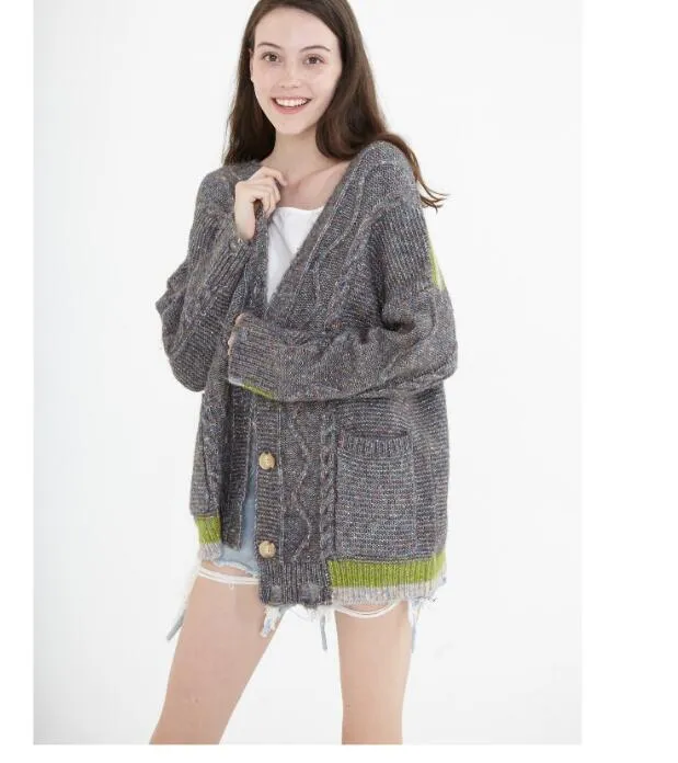 loose cardigan Short Style Women Tops Woolen Knit Sweater