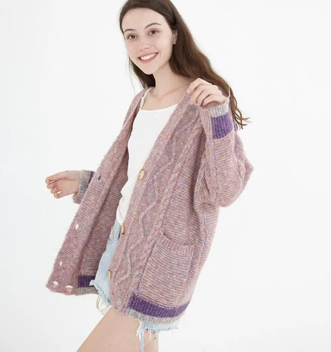 loose cardigan Short Style Women Tops Woolen Knit Sweater