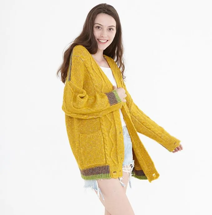 loose cardigan Short Style Women Tops Woolen Knit Sweater