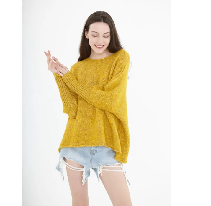 loose Women Tops Woolen Bat Sleeve Knit Sweater