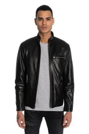 Loris Men's Black Reversible Leather Jacket - Black