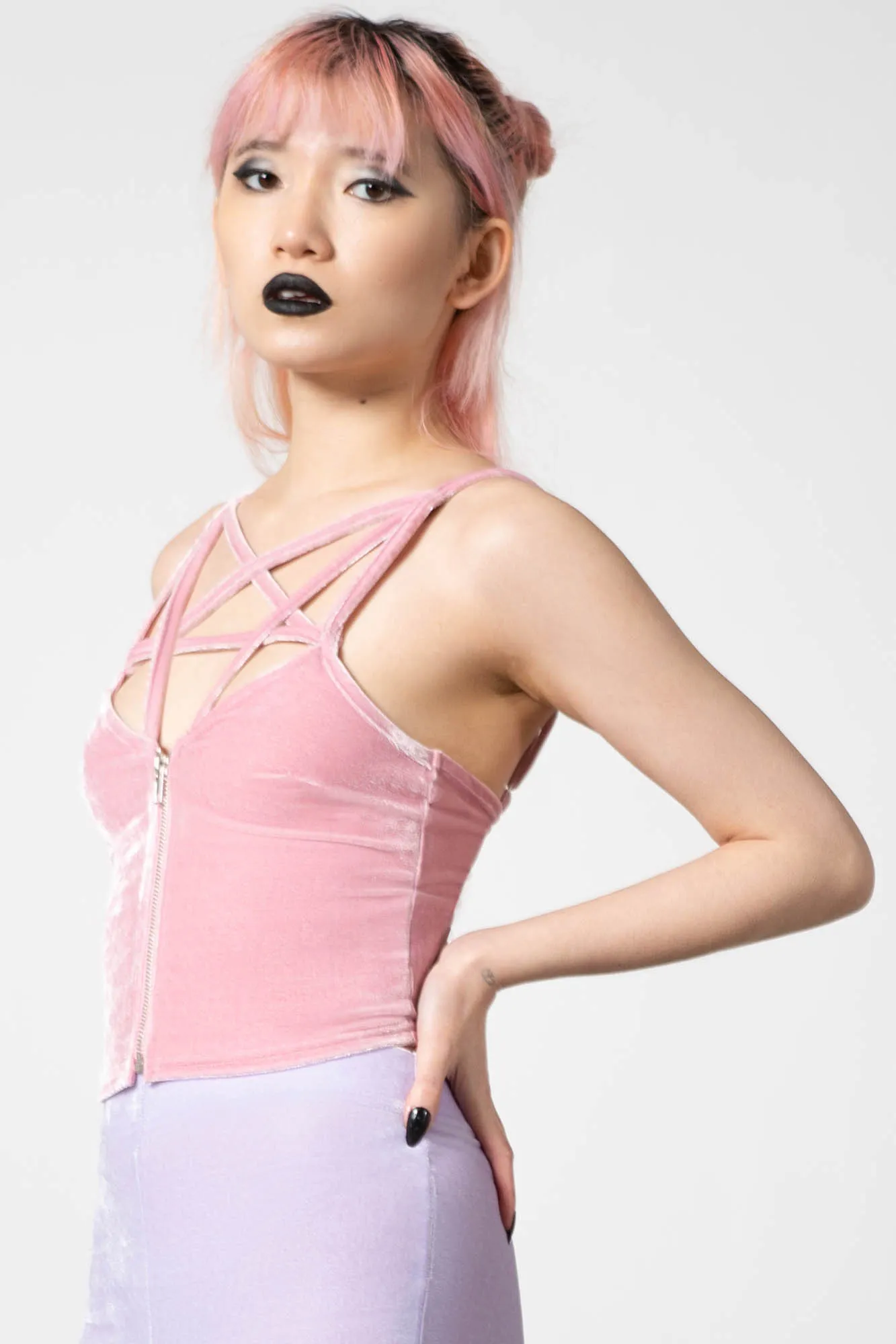 Lost In Sin Zip Top [PASTEL PINK]