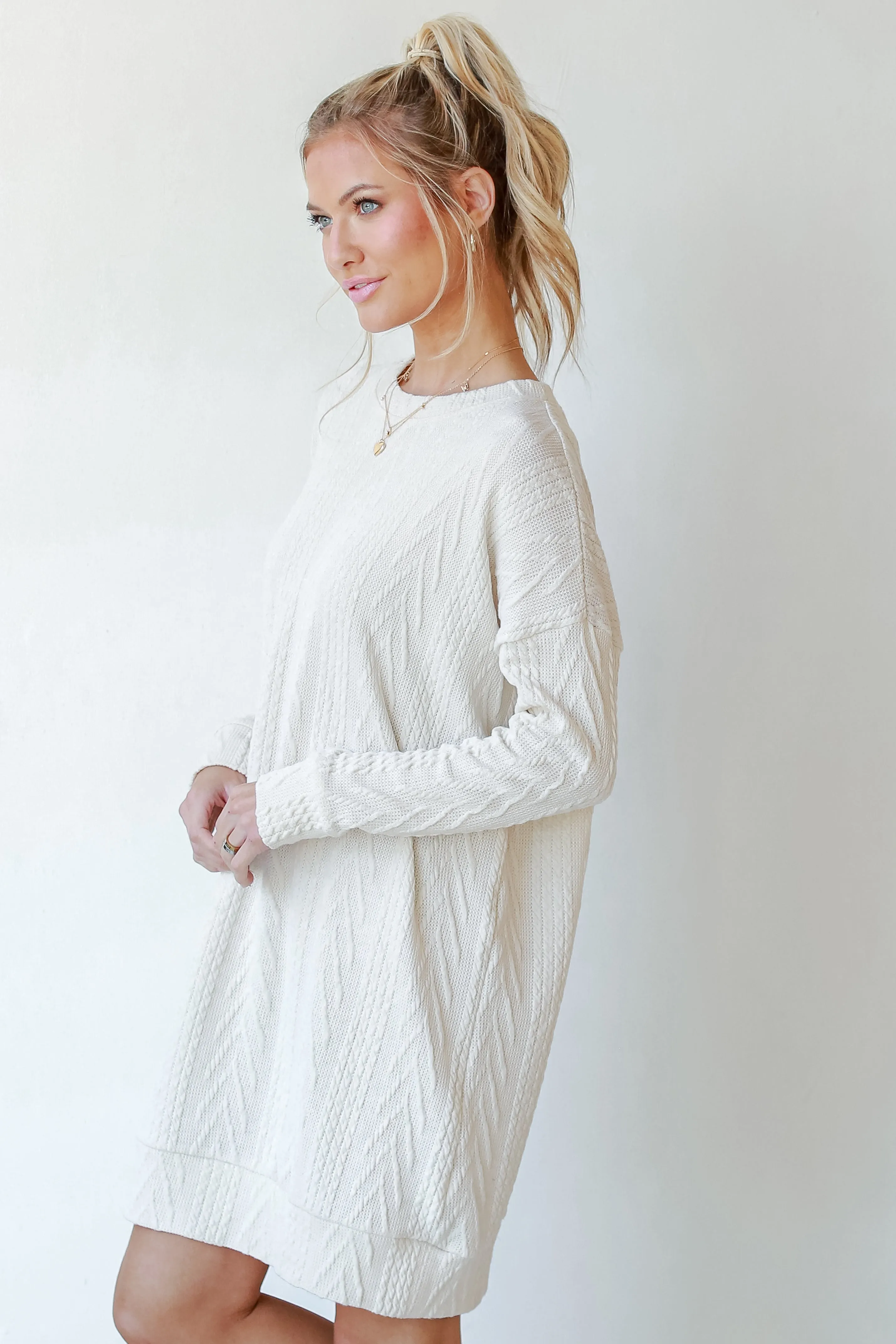 Love The Way Cable Knit Sweater Dress