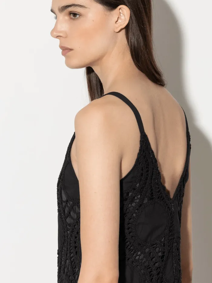 Luisa Cerano Black Slip Dress With Crochet Details 798490 3619 Col 001