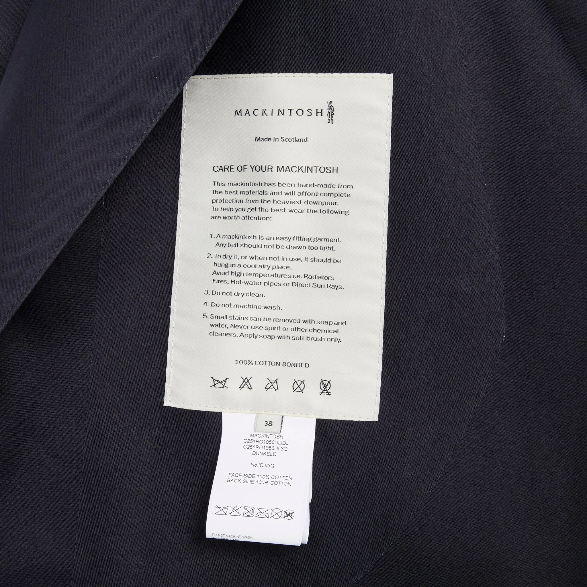 Mackintosh Dunkeld Bonded Cotton Raincoat in Navy