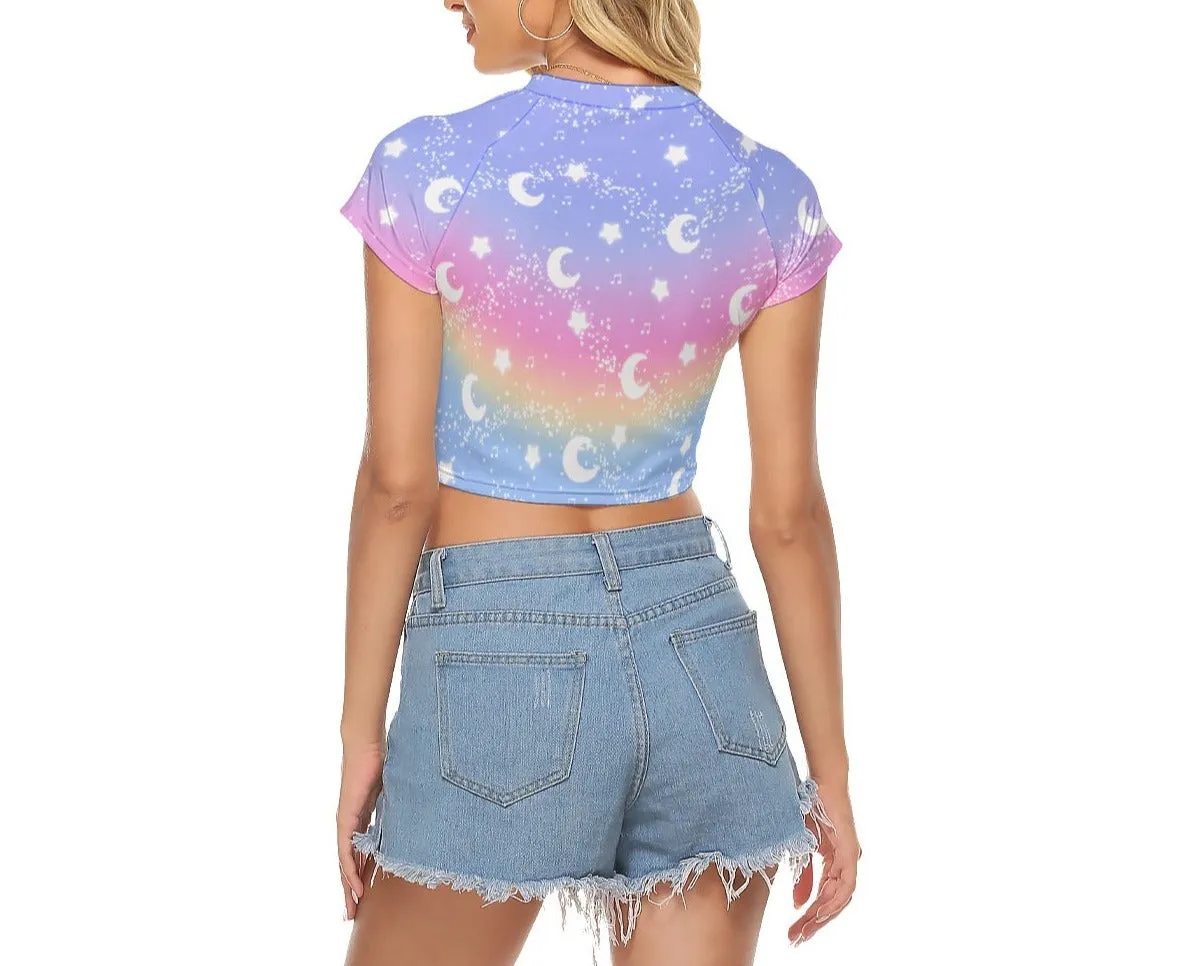 Magical Fairy Time (Rainbow Sunset) Women's Raglan Crop Top