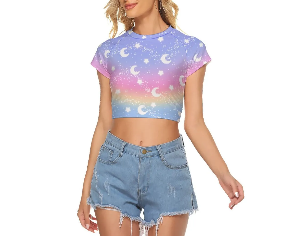 Magical Fairy Time (Rainbow Sunset) Women's Raglan Crop Top