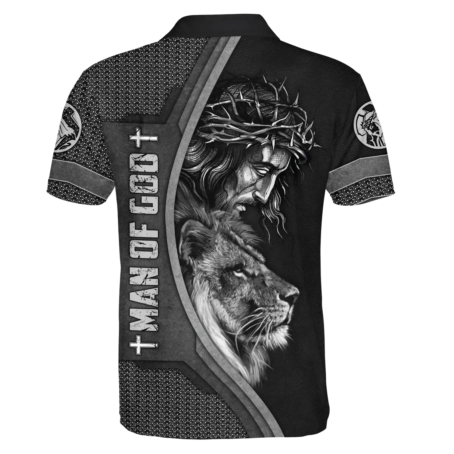 Man Of God Jesus And Lion Polo Shirt - Christian Shirts & Shorts