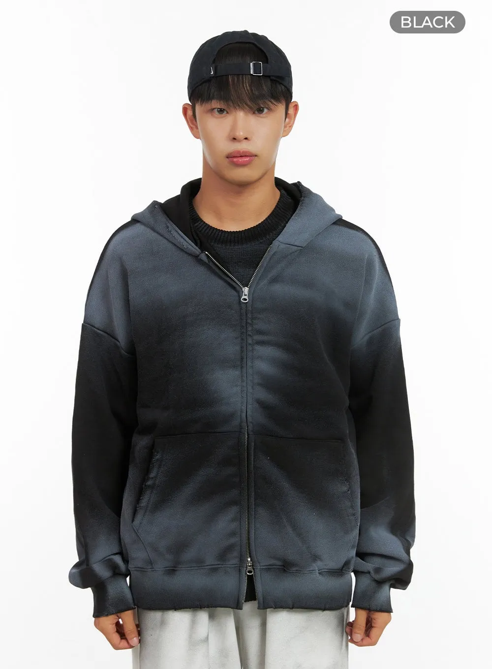 Men's Chic Washed Zip Hoodie IS419