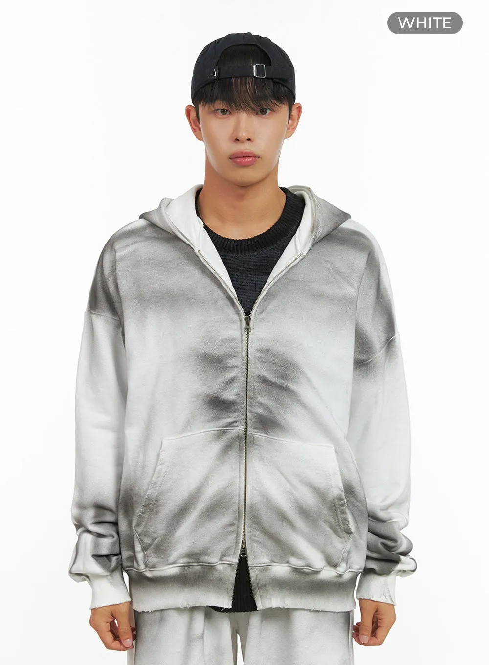 Men's Chic Washed Zip Hoodie IS419