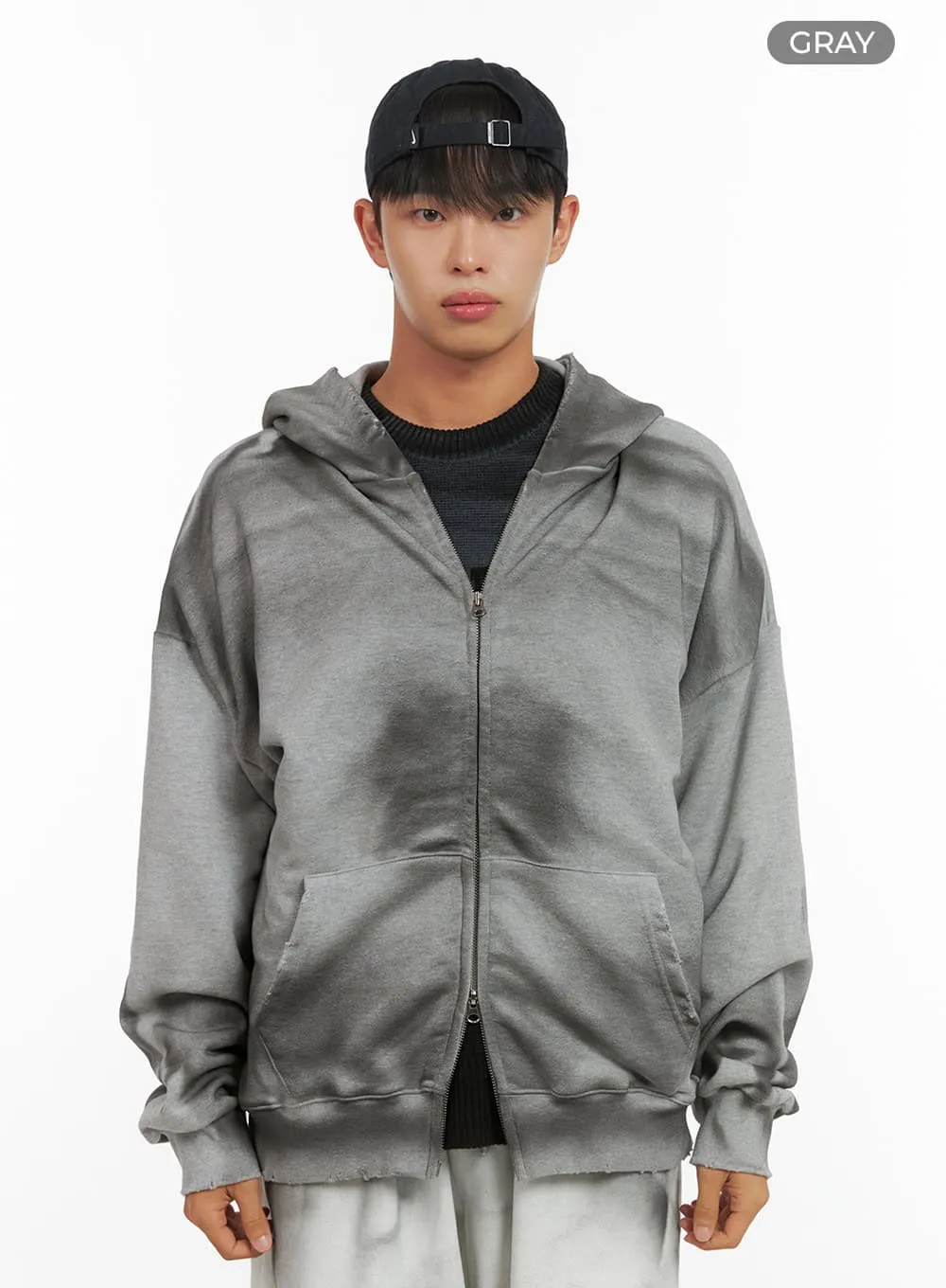 Men's Chic Washed Zip Hoodie IS419